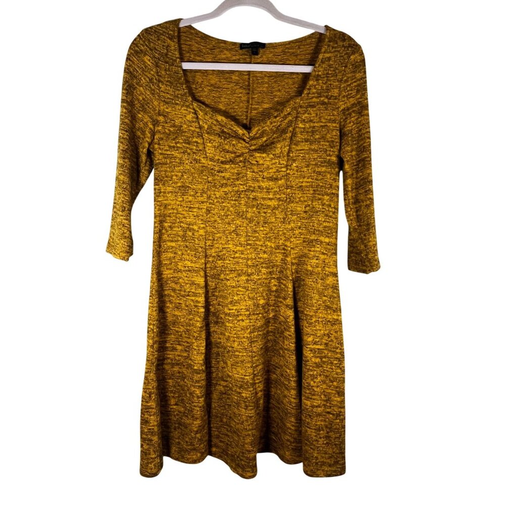 Neutral Skater Mini Dress Yellow L Fit‎ Flare Boho Indie Folk Flowy Preppy 90s